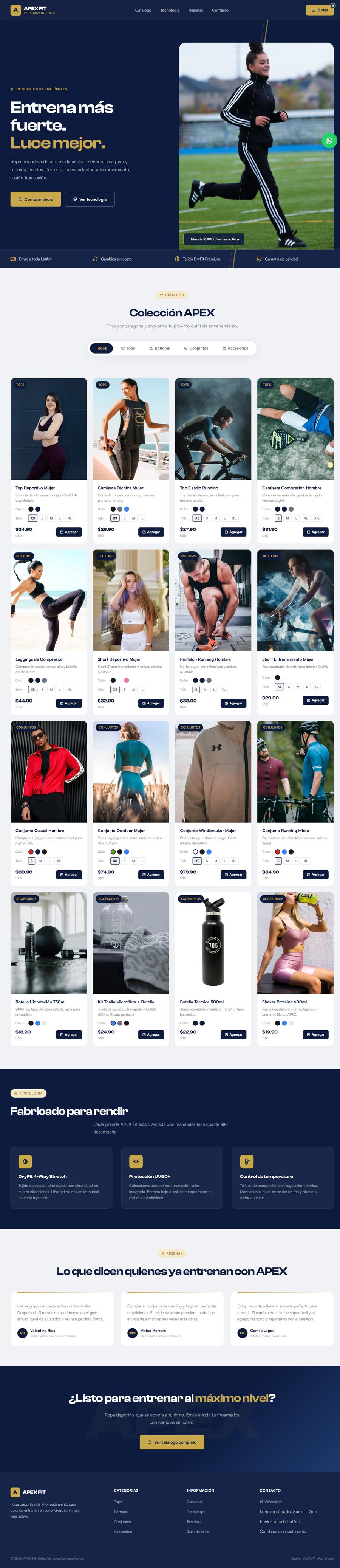 Demo tienda online ropa deportiva - BEKAVIA