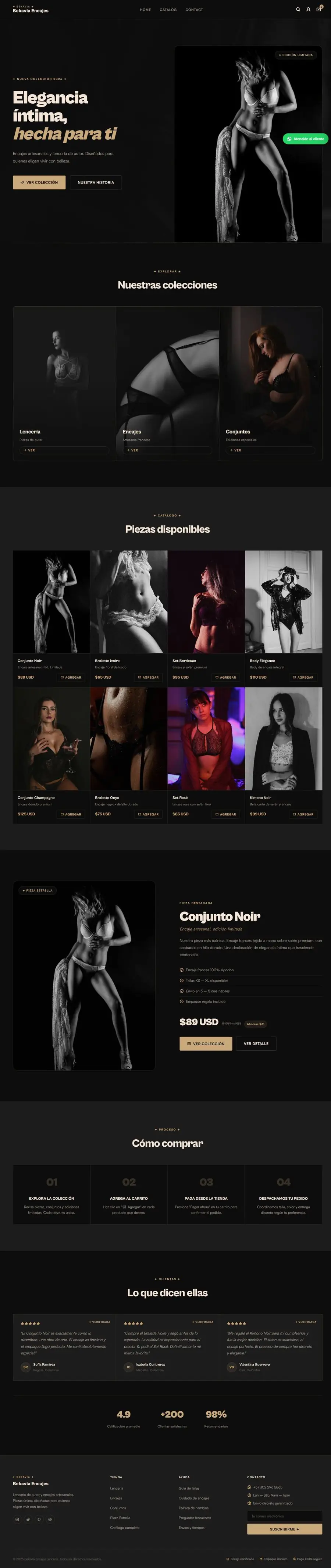Demo tienda online lencería artesanal - BEKAVIA