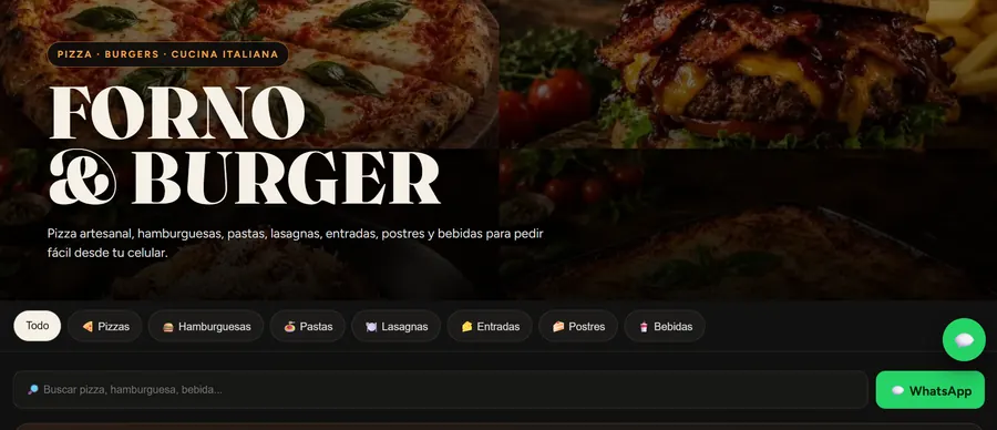 Demo Menú Digital Forno & Burger